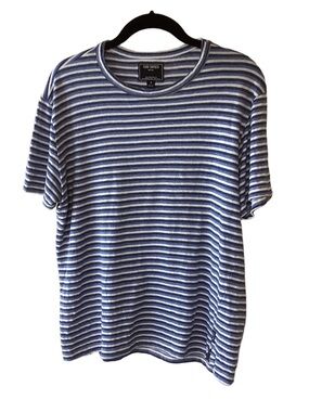 Todd Snyder Linen-Cotton Short-Sleeve Striped Crewneck - Blue/White S Coastal